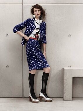 Marni x H&M Blue/Gray Polka Dot A-Line Skirt